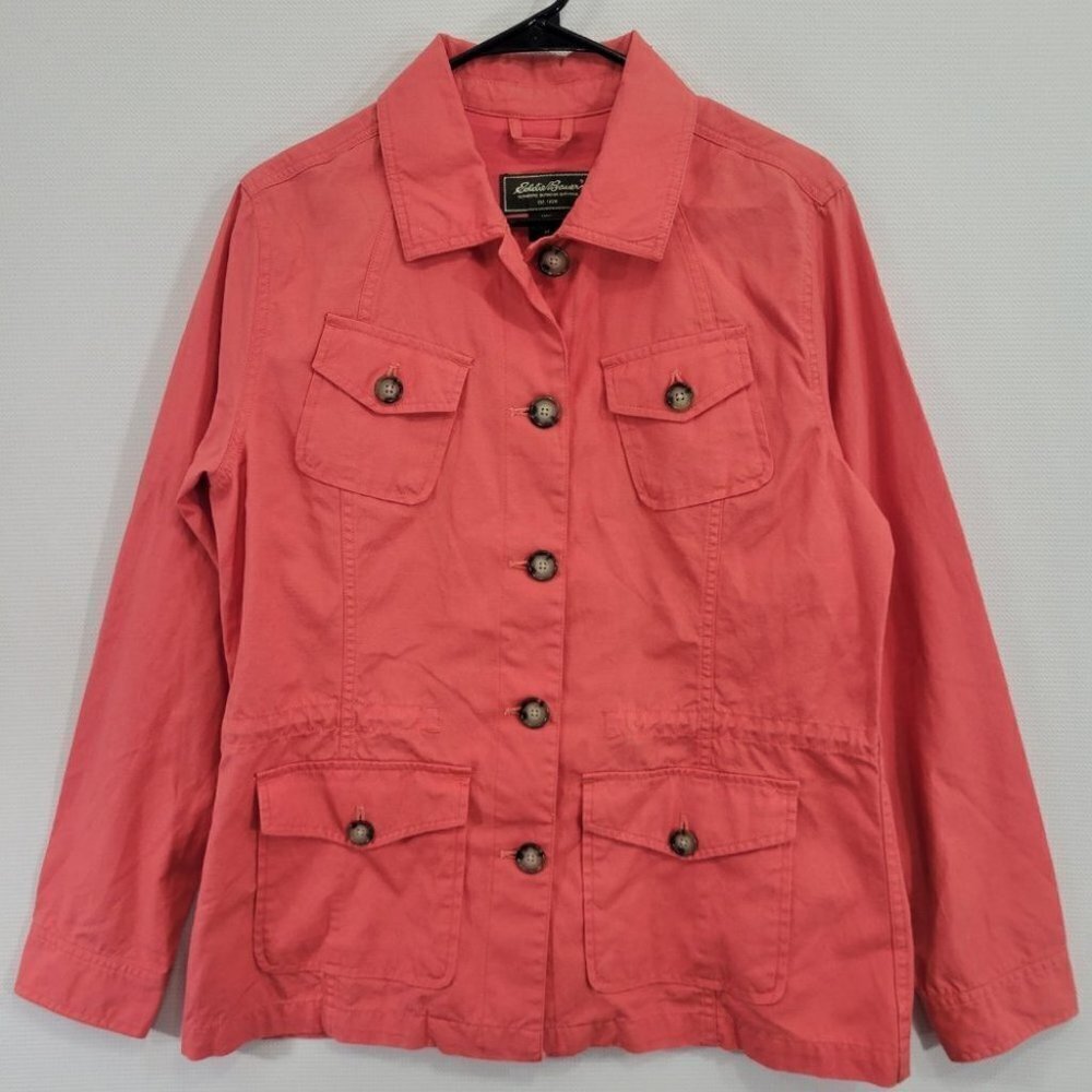 Eddie Bauer Women's Jacket Size Medium Cotton Utility Chore in Salmon
